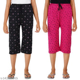 Indian-made printed cotton capris for women (S,M,L,XL,XXL,XXXL), pack of 2